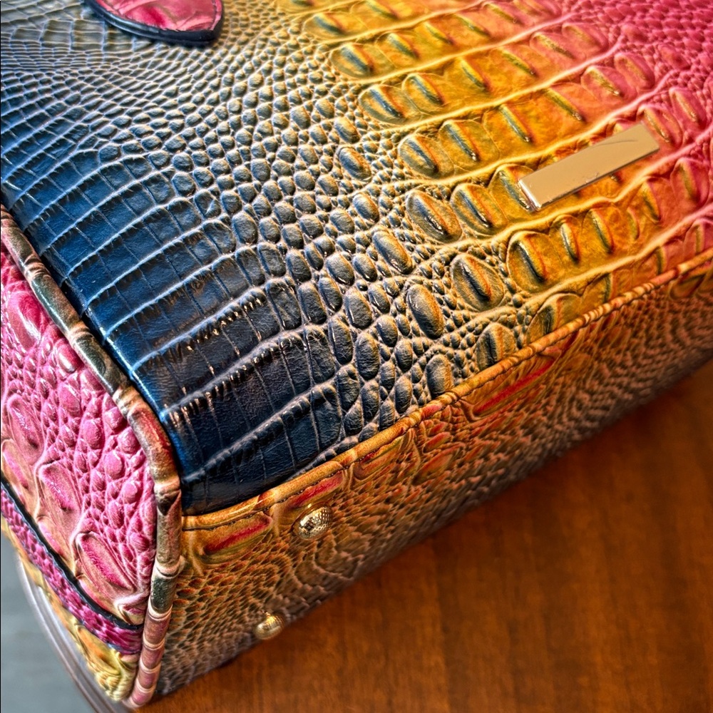 Croc Embossed Multicolor Satchel crossbody/ shoulder bag  Pink Gold Blue /goldto - Picture 13 of 17